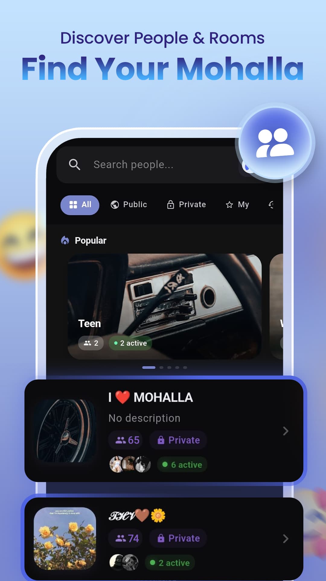 Discover Rooms Interface